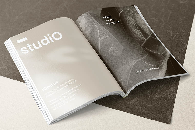 A company profile design on table