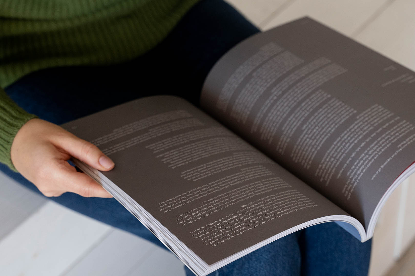 A girl reading company profile