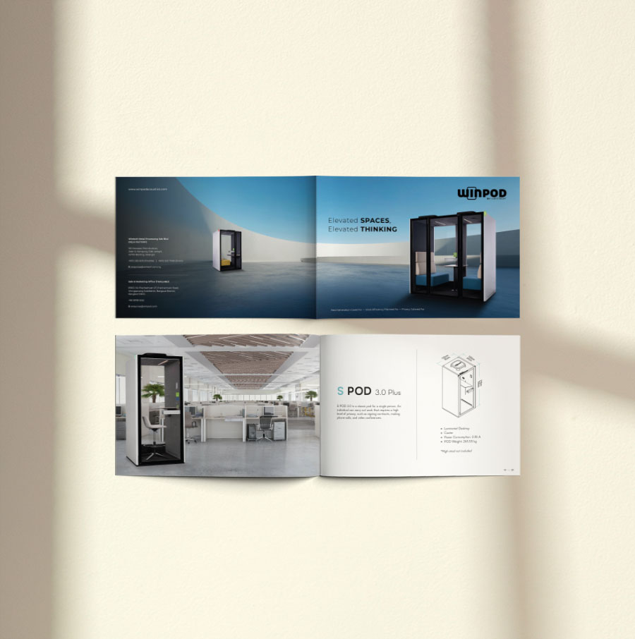 Catalog design for Winpod Acoustic Pod - Henz Studio
